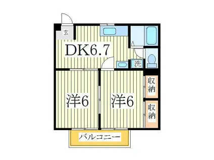 メルローズ(2DK/1階)の間取り写真