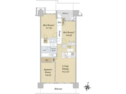 グランループ(3LDK/14階)の間取り写真