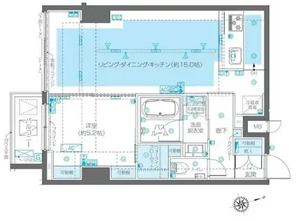 ZOOM広尾(1LDK/4階)の間取り写真