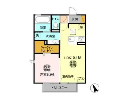 D-ROOM赤塚 A(1LDK/1階)の間取り写真