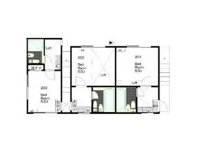 ミノルハイツA(1K/2階)の間取り写真