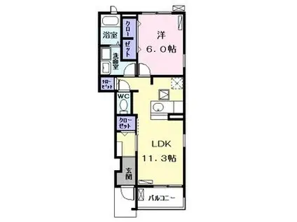 はながつみ(1LDK/1階)の間取り写真