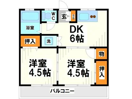 柿木マンション(2DK/2階)の間取り写真