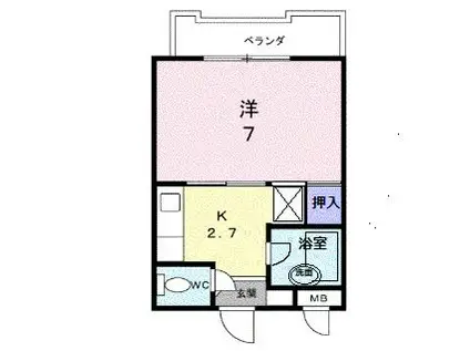 八坂マンション(1K/2階)の間取り写真