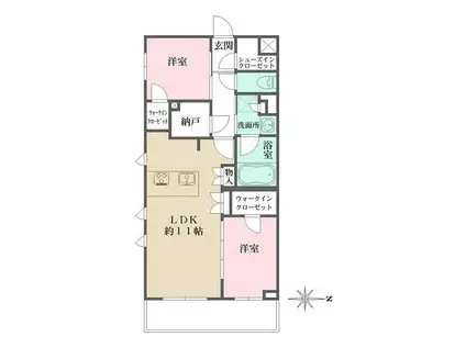 LA PERLA JIYUGAOKAII(2LDK/3階)の間取り写真