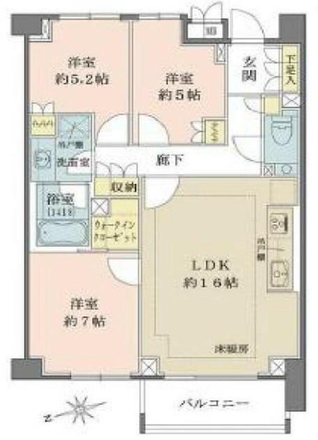 パークハウス市谷仲之町(3LDK/3階)の間取り写真