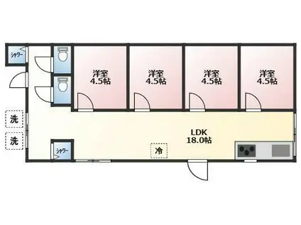 南区平楽(4K/1階)の間取り写真