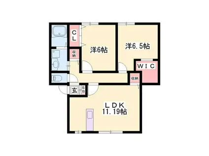 グランドソレーユ(2LDK/1階)の間取り写真