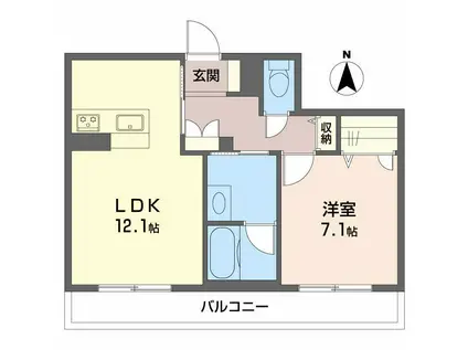 BEREO蔵本元町BELS認証(1LDK/2階)の間取り写真