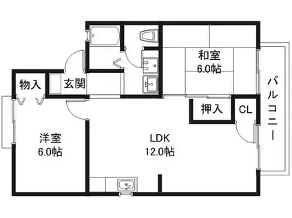 グリーンアベニューA(2LDK/2階)の間取り写真