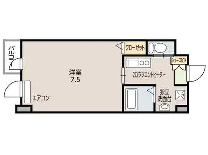 キャッスルミツル(1K/4階)の間取り写真