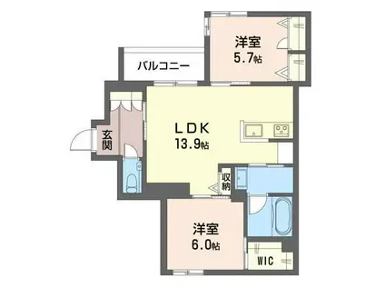 グランファミールマトバ(2LDK/2階)の間取り写真