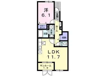 アンジュ(1LDK/1階)の間取り写真