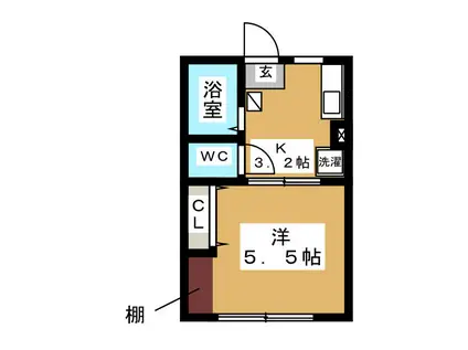 エスポワール八景(1K/2階)の間取り写真