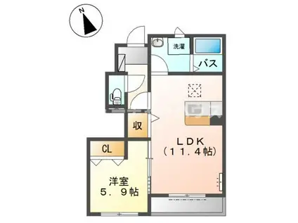 ROSE TIARA(1LDK/1階)の間取り写真