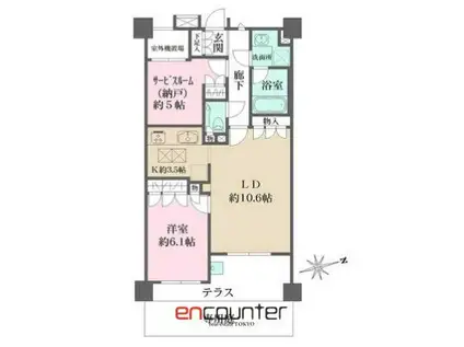 パークテラス下北沢(1SLDK/1階)の間取り写真