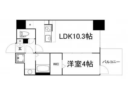LA DOUCEUR谷町(1LDK/14階)の間取り写真