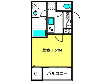 ジーメゾン見沼大和田アゼリア(1K/1階)の間取り写真