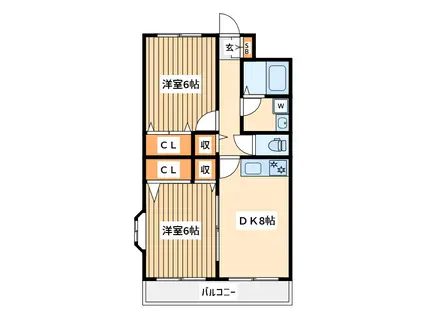 ヴェル・ドミール(2DK/4階)の間取り写真
