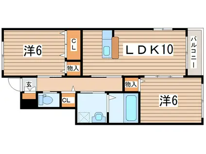 クレストI(2LDK/1階)の間取り写真