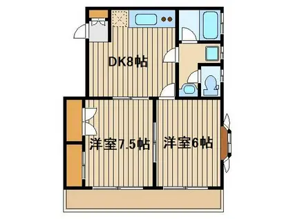 コーポタツミ(2DK/1階)の間取り写真