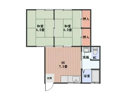 向井ハイツ(2DK/1階)の間取り写真