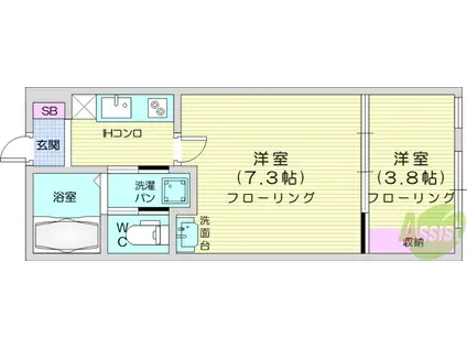 ジャスティス(2K/1階)の間取り写真