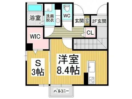 レセーナ桔梗(ワンルーム/1階)の間取り写真