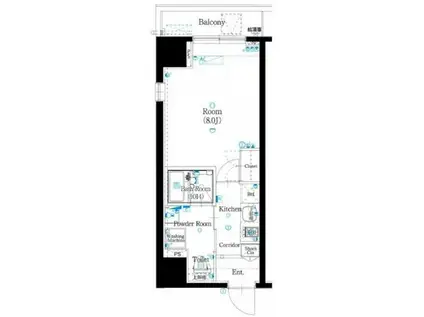 クレイシア上野(1K/2階)の間取り写真