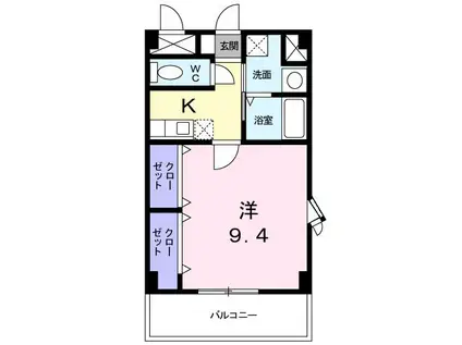 プラシード(1K/1階)の間取り写真