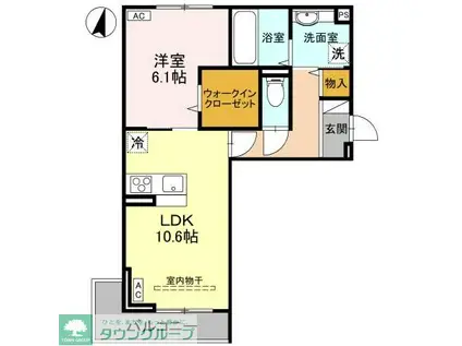 LUNA(1LDK/2階)の間取り写真