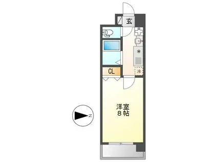 ヒルズ新栄(1K/2階)の間取り写真