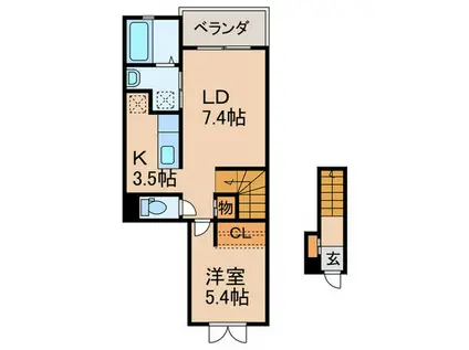 リーブ セレブリテI(1LDK/2階)の間取り写真