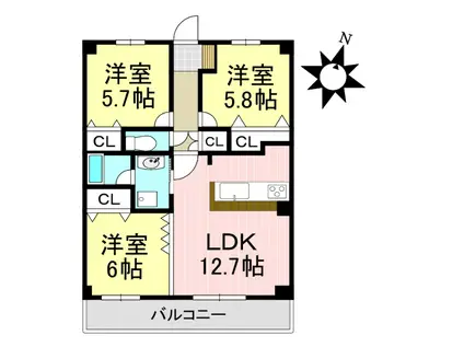 タウンコート(3LDK/2階)の間取り写真