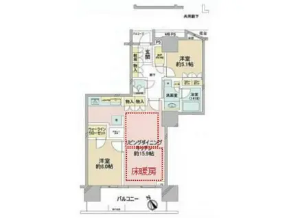 プラウドタワー東雲キャナルコート(2LDK/17階)の間取り写真