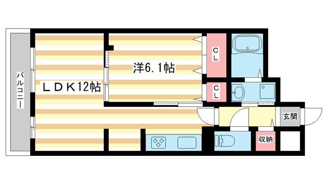 SUNLIT大和郡山(1LDK/3階)の間取り写真