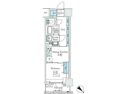 URBAN BREEZE 巣鴨(1DK/4階)の間取り写真