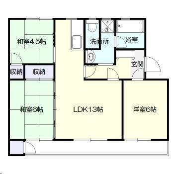 サンハイツ I(3LDK/4階)の間取り写真