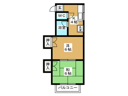 サンライズ山本(2K/2階)の間取り写真