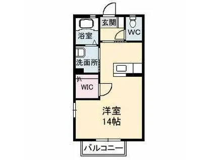 タートルテイル(ワンルーム/1階)の間取り写真