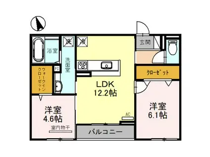 CASA SEON(2LDK/3階)の間取り写真
