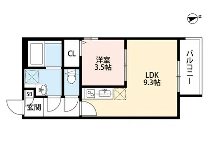 ラインズ クローム(1LDK/3階)の間取り写真