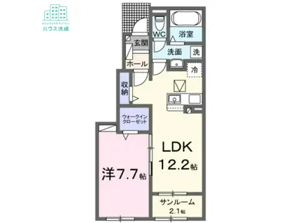 エイティエイト富の原II(1LDK/1階)の間取り写真