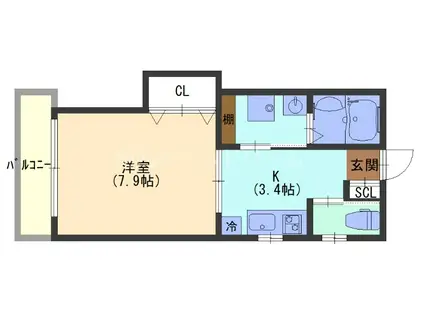 レユシール末広町(1K/3階)の間取り写真
