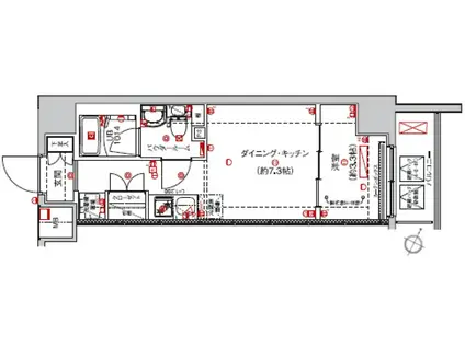 SAKURA AXIS 中板橋(1DK/3階)の間取り写真