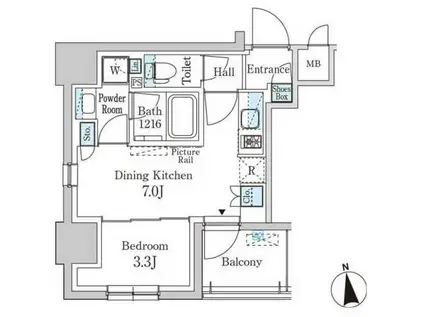 パークアクシス神田レジデンス(1DK/9階)の間取り写真