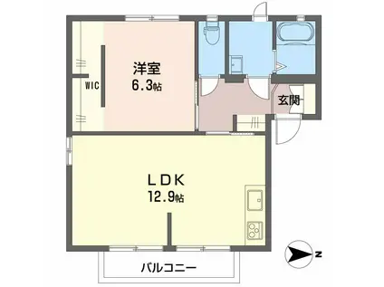 プレヴ・ナンス(1LDK/2階)の間取り写真