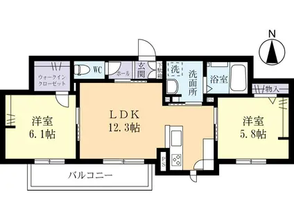 フェリシード(2LDK/3階)の間取り写真