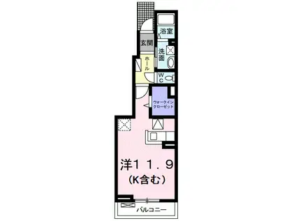 カリーノIII(1K/1階)の間取り写真