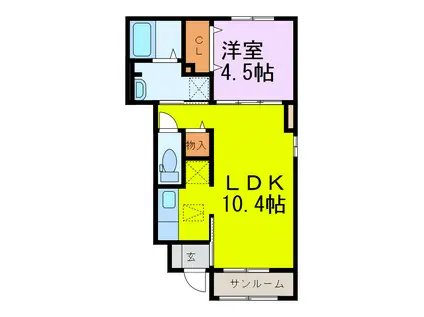 ジェントリー(1LDK/1階)の間取り写真